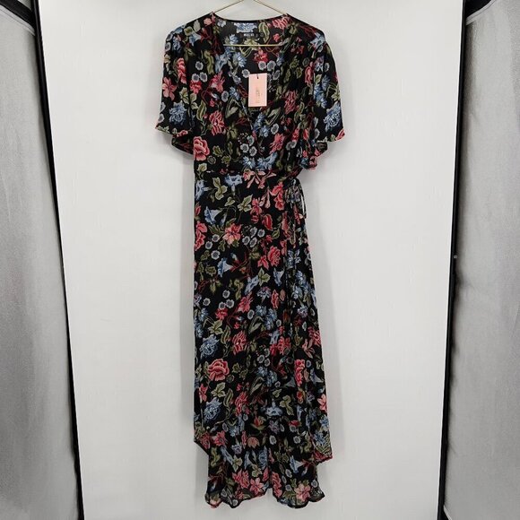Missguided Plus Floral Wrap Over Dress Size 18 NWT - Picture 1 of 12